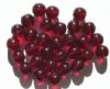 25 10mm Transparent Garnet Round Glass Beads